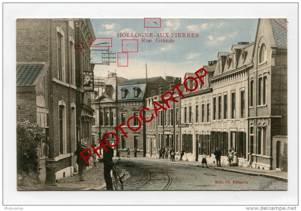 Rue Grande-HOLLOGNE AUX PIERRES-Commerces-BELGIEN-BELGIQUE-1912 - Grâce-Hollogne