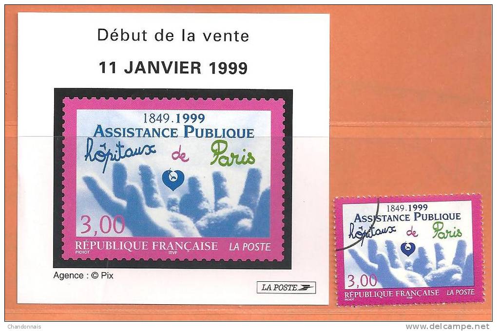 (L165) N° 3216 Assistance Publique étiquette Annonce  + Une Valeur Paraoblitérée (hôpital, Mains) Voir Description - Cartas & Documentos