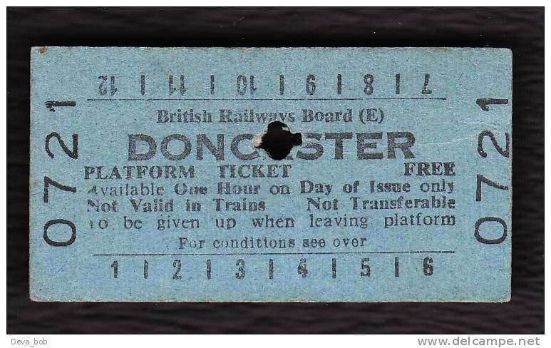 Railway Platform Ticket DONCASTER BRB(E) Free Issue Edmondson - Europe