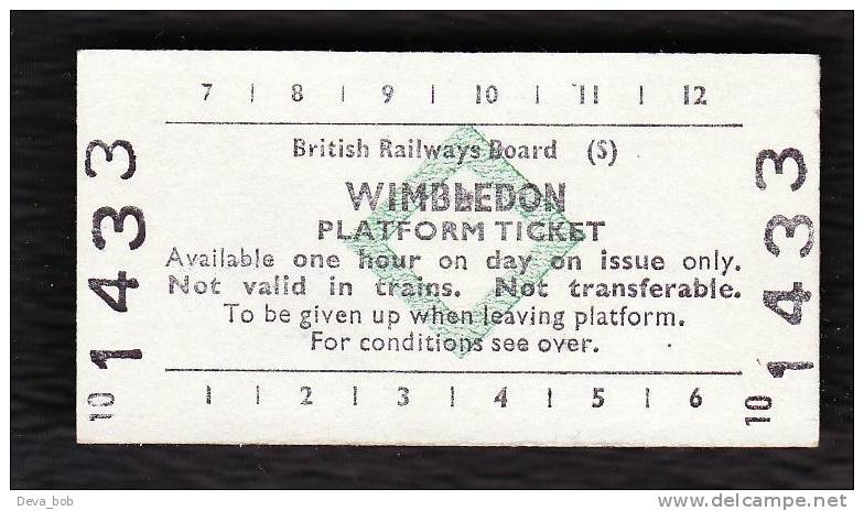 Railway Platform Ticket WIMBLEDON BRB(S) Green Diamond Edmondson - Europa
