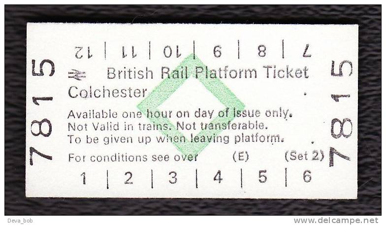 Railway Platform Ticket COLCHESTER BRB(E) Green Diamond Edmondson - Europa