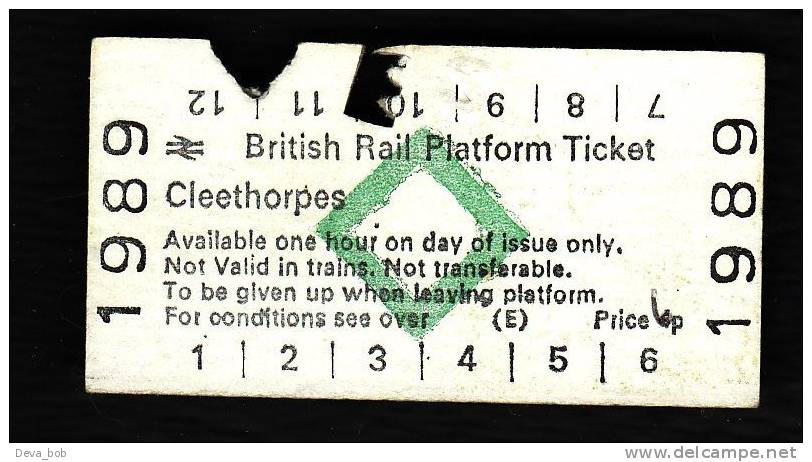 Railway Platform Ticket CLEETHORPES BRB(E) Green Diamond Edmondson - Europe