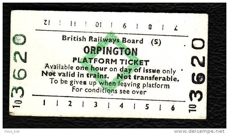 Railway Platform Ticket ORPINGTON BRB(S) Green Diamond Edmondson - Europa