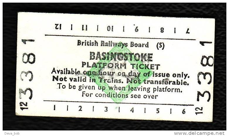 Railway Platform Ticket BASINGSTOKE BRB(S) Green Diamond Edmondson 3381 - Europe