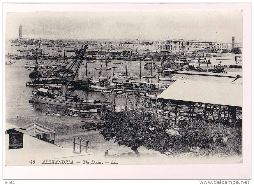 AK ÄGYPTEN EGYPT ALEXANDRIE  ALEXANDRIA  THE DOCKS OLD POSTCARD 1926 - Alejandría