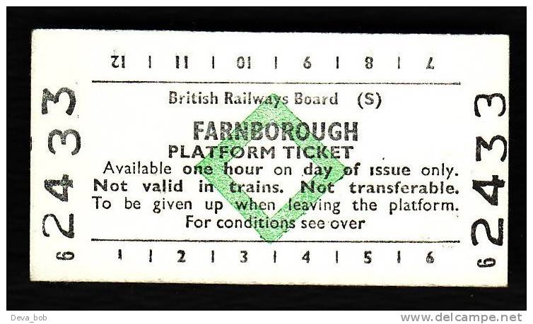 Railway Platform Ticket FARNBOROUGH BRB(S) Green Diamond Edmondson - Europa