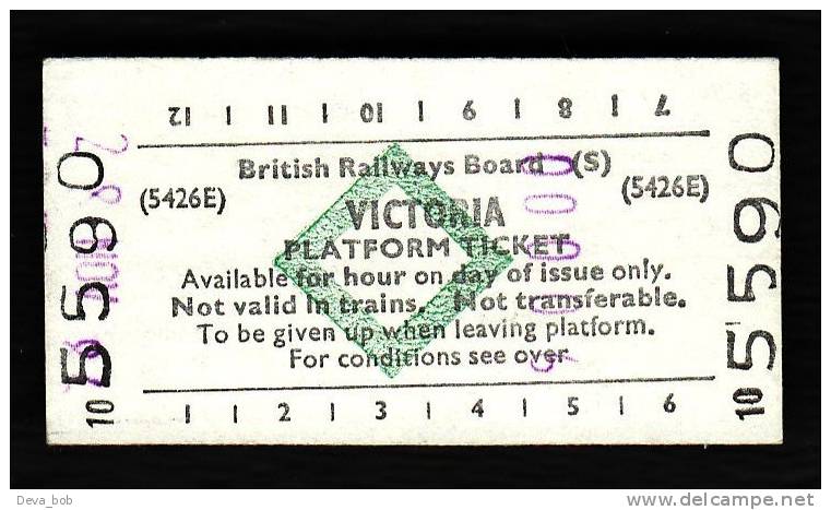 Railway Platform Ticket VICTORIA BRB(S) Green Diamond Edmondson London - Europe