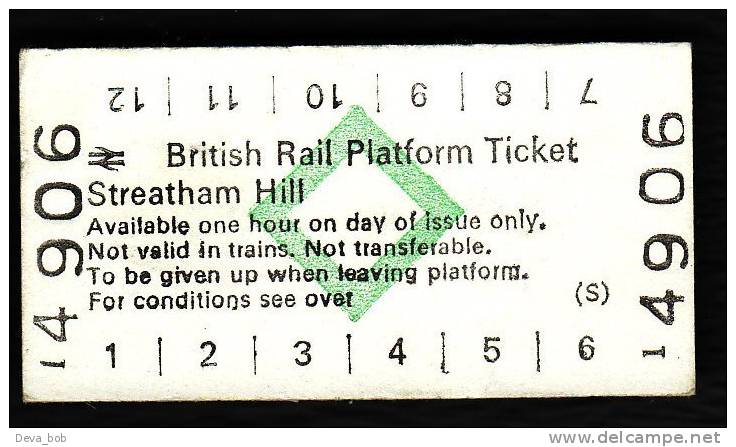 Railway Platform Ticket STREATHAM HILL BRB(S) Green Diamond Edmondson - Europa