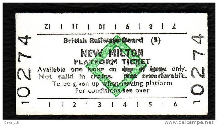 Railway Platform Ticket NEW MILTON BRB(S) Green Diamond Edmondson - Europa