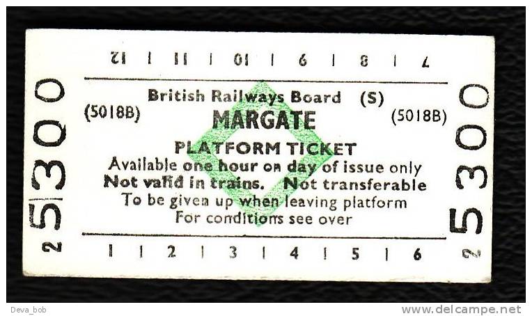 Railway Platform Ticket MARGATE BRB(S) Green Diamond Edmondson - Europa