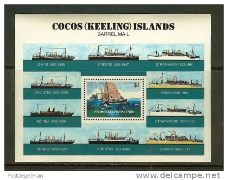 COCOS ISLANDS 1984 MNH Block B2 Barrel Mail - Barche