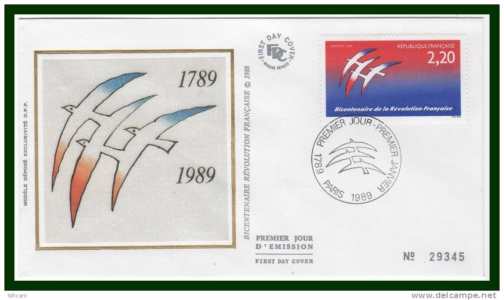 BICENTENAIRE REVOLUTION FRANCAISE FDC 1/1/89 Sur Soie SUP - French Revolution