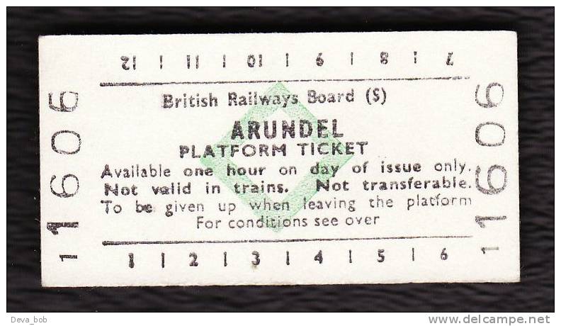 Railway Platform Ticket ARUNDEL BRB(S) Green Diamond Edmondson - Europa