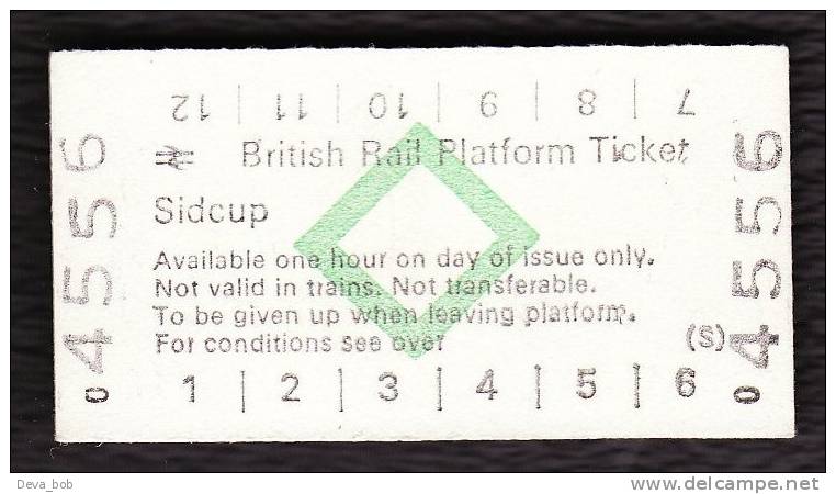 Railway Platform Ticket SIDCUP BRB(S) Green Diamond Edmondson - Europe