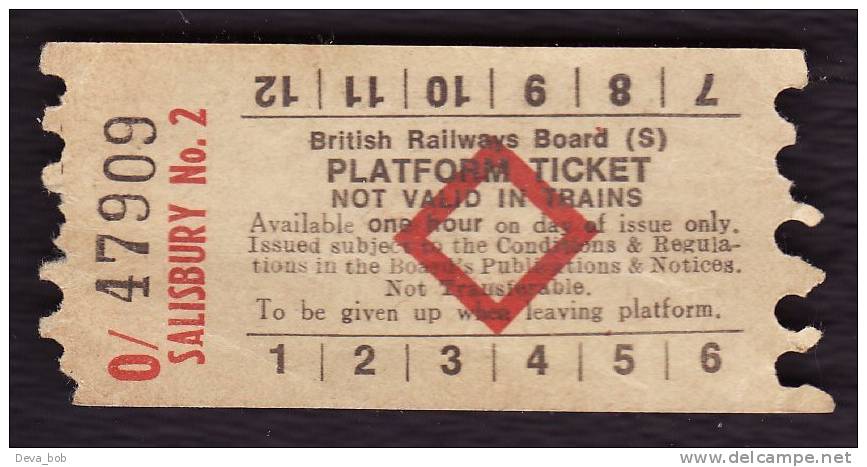 Railway Platform Ticket SALISBURY No.2 BRB(S) Red Diamond AA - Europa