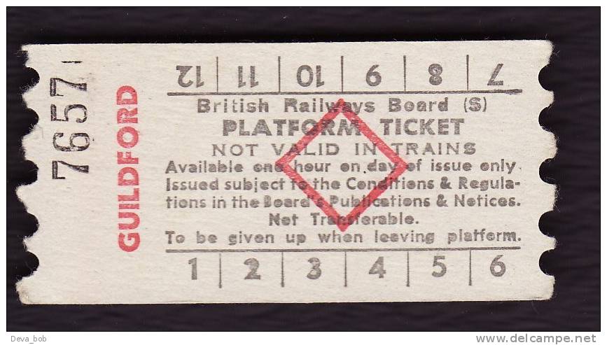 Railway Platform Ticket GUILDFORD BRB(S) Red Diamond AA - Europa
