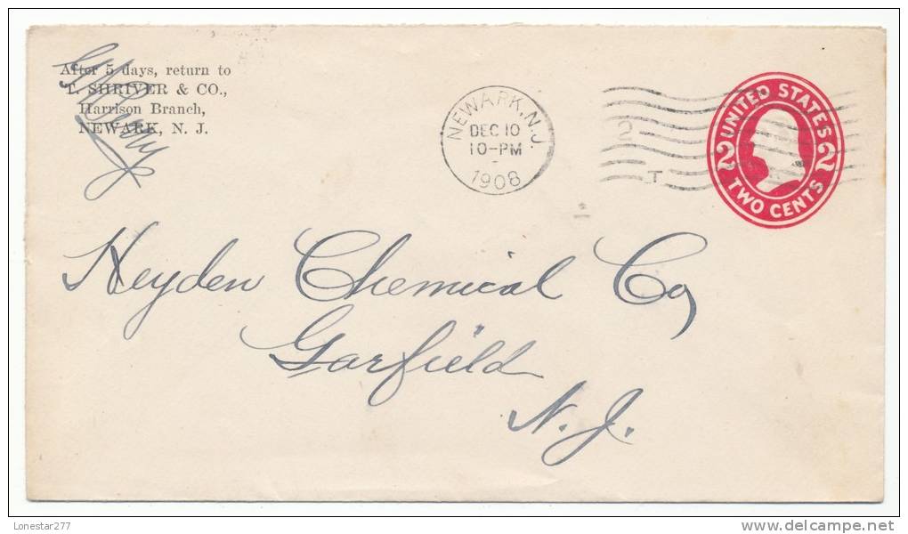 USA STAMPED ENVELOPE # U411 C (1908) - 1901-20