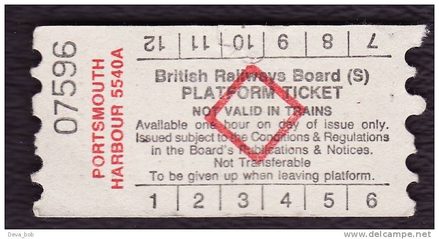 Railway Platform Ticket PORTSMOUTH HARBOUR 5540A BRB(S) Red Diamond AA - Europe