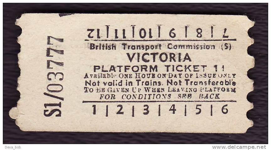 Railway Platform Ticket London VICTORIA 1d BTC(S) AA - Europa