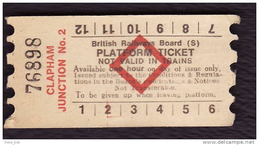 Railway Platform Ticket CLAPHAM JUNCTION No.2 BRB(S) Red Diamond AA - Europa