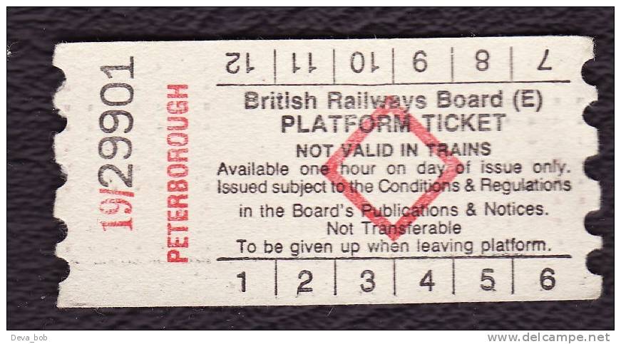 Railway Platform Ticket PETERBOROUGH BRB(E) Red Diamond AA - Europa
