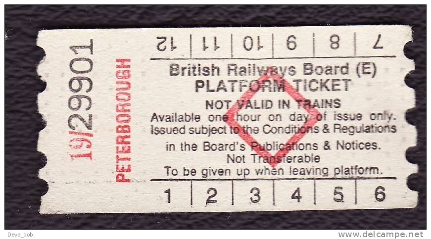 Railway Platform Ticket PETERBOROUGH BRB(E) Red Diamond AA - Europe