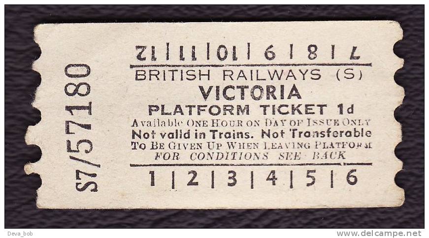 Railway Platform Ticket London VICTORIA 1d BTC(S) AA - Europa