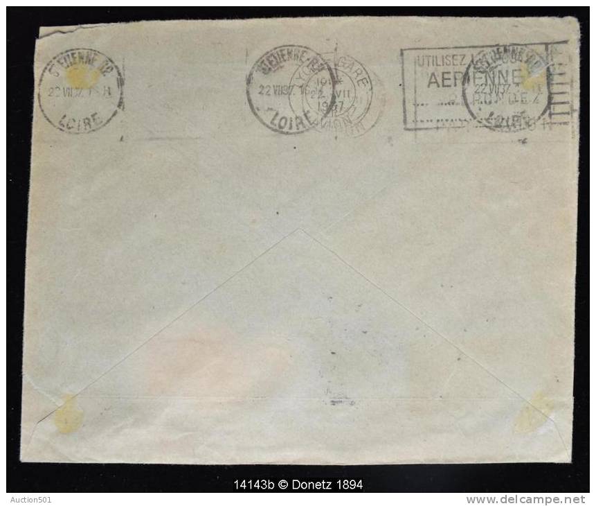 14143 Par Avion De Moscou à Saint Etienne, Enveloppe En Tête Dubosc Le Havre 20/07/1937 - Lettres & Documents