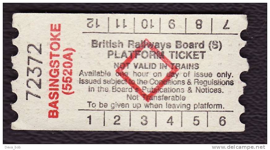 Railway Platform Ticket BASINGSTOKE (5520A) BRB(S) Red Diamond AA - Europa