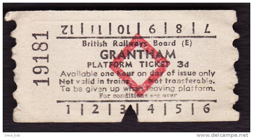 Railway Platform Ticket GRANTHAM BRB(E) Red Diamond AA - Europa