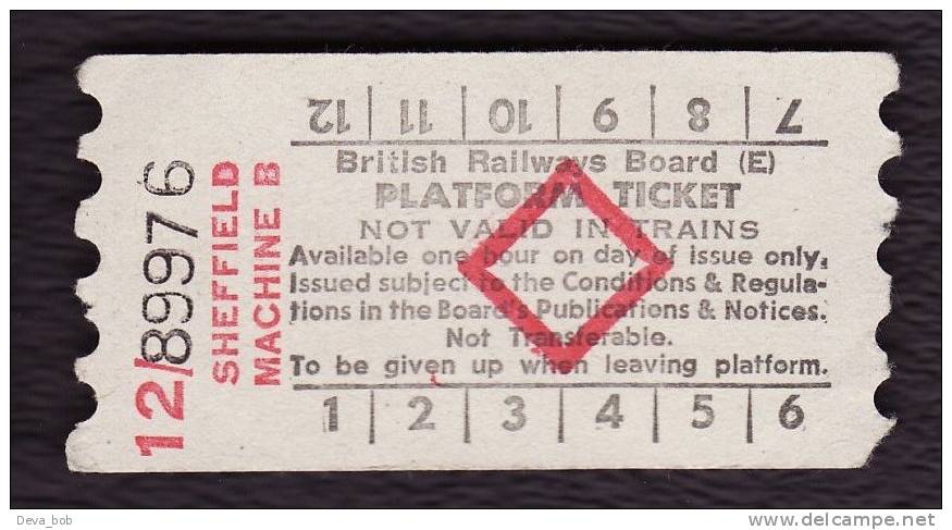 Railway Platform Ticket SHEFFIELD MACHINE B BRB(E) Red Diamond AA - Europa