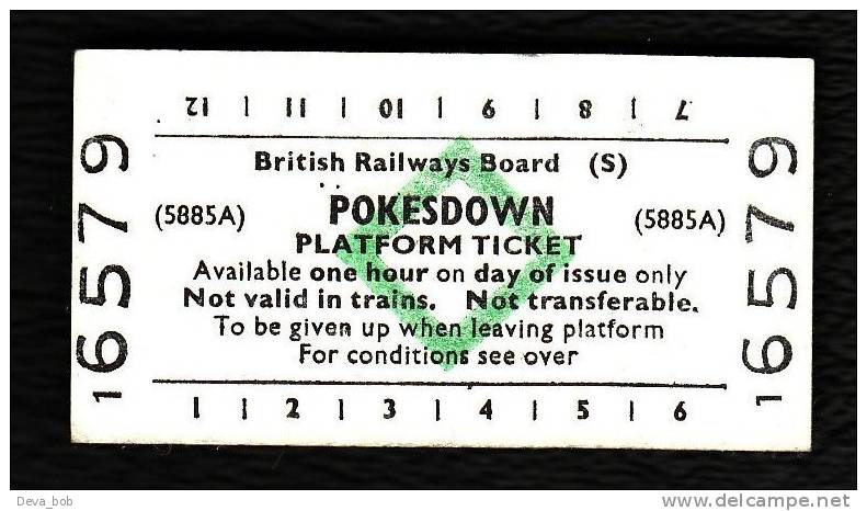 Railway Platform Ticket POKESDOWN BRB(S) Green Diamond Edmondson - Europa