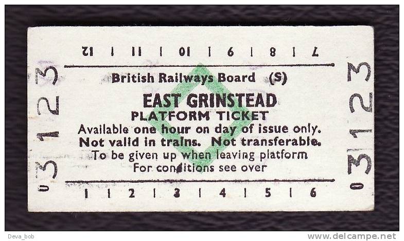 Railway Platform Ticket EAST GRINSTEAD BRB(S) Green Diamond Edmondson - Europe