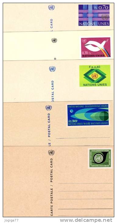 Nations Unies Genève - Lot De 5 Cartes Entiers Postaux - Autres & Non Classés