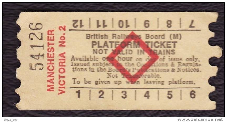 Railway Platform Ticket MANCHESTER VICTORIA No.2 BRB(M) Red Diamond AA - Europe