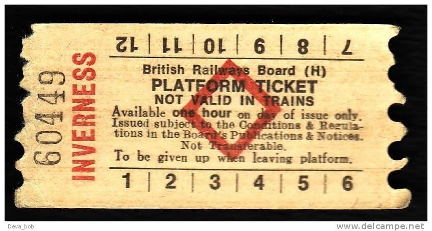 Railway Platform Ticket INVERNESS BRB(H) Red Diamond AA - Europe