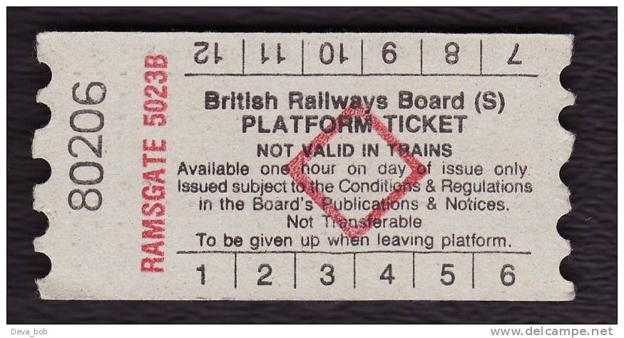 Railway Platform Ticket RAMSGATE 5023B BRB(S) Red Diamond AA - Europa