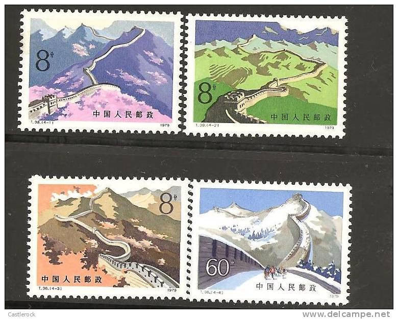 O) 1979 CHINA-PRC, THE GREAT WALL, IN SUMMER, IN AUTUMN, IN WINTER, GUARD TOWER, MNH VF, SET FOR 4.- - Nuevos