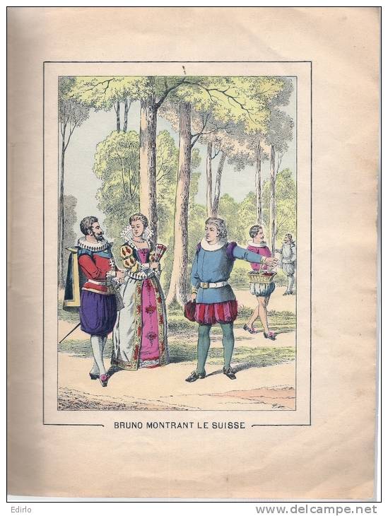 IMAGERIE D'EPINAL - Histoire complète Le Panier de pêches - Paysan de Nerac et roi Henri IV