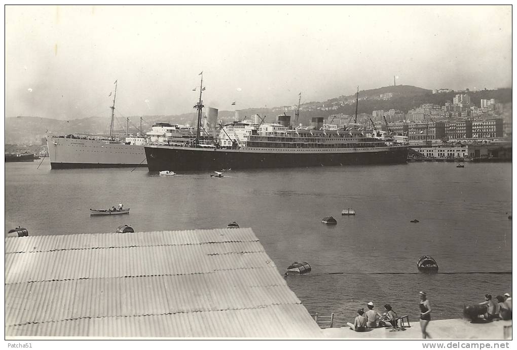 ALGER - LE PORT - Le TSS STRATHMORE Et Le SS VAN OLDENBARNEVEILT Font Escale - 1936 - 2 Scans - Boats