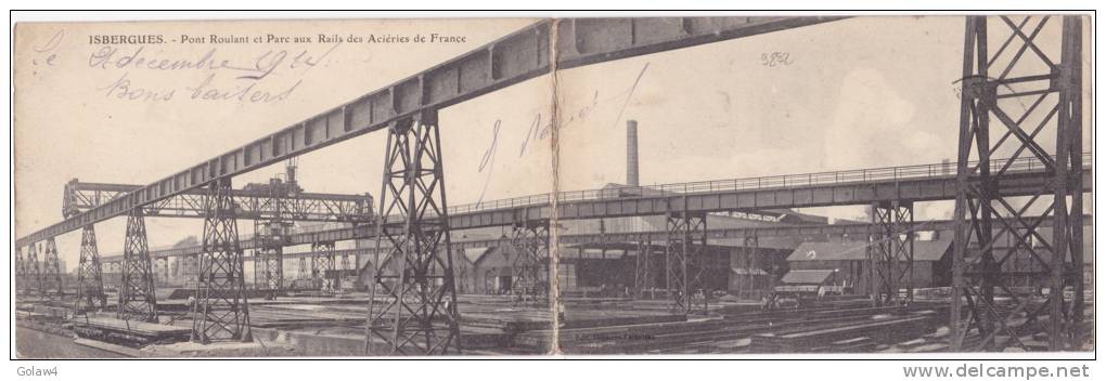 9892# ISBERGUES PONT ROULANT & PARC AUX RAILS DES ACIERIES DE FRANCE DOUBLE VUE PAS DE CALAIS - Isbergues