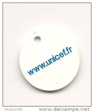 Jeton Caddie UNICEF  Plastique Blanc - Trolley Token/Shopping Trolley Chip