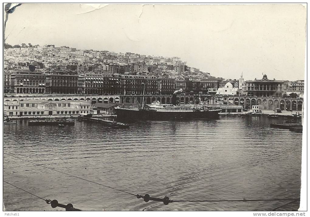 ALGER - Vue Panoramique Partie Du Port Et De La Ville D´Alger -1936 - 2 Scans - Boats