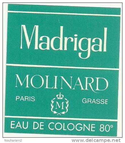 Etiquette Parfum Réf.014. Eau De Cologne - Madrigal - Molinard - Paris Grasse - Etichette