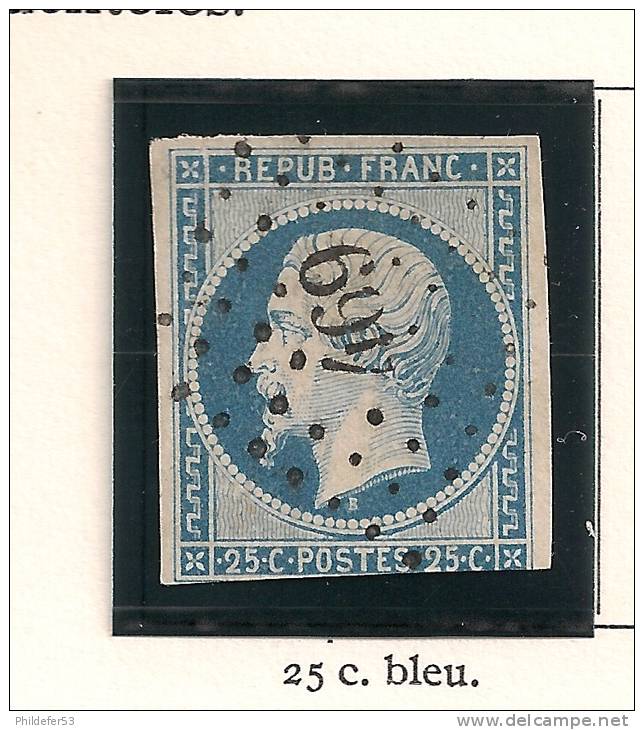 1852 Effigie Louis-Napoléon Bonaparte 25 C Bleu   Y&T N° 10 - 1852 Louis-Napoleon