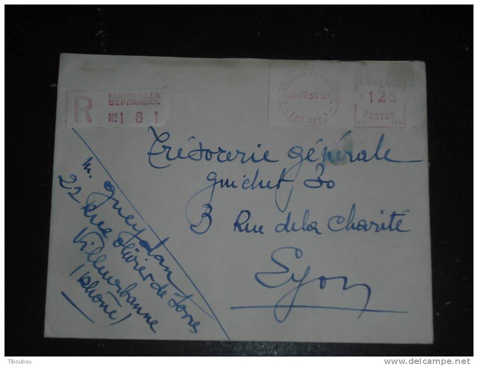 MARSEILLE SAINT FERREOL - BOUCHES DU RHONE - VIGNETTE GUICHET LETTRE RECOMMANDEE - CACHET ROND MANUEL LYON R.P. ARRIVEE - 1969 Montgeron – Papel Blanco – Frama/Satas