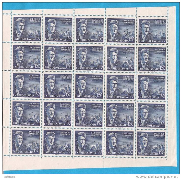 1951 X  676  JUGOSLAVIJA TITO POSTA AEREA SHEET COMPLETE MNH RARO IN OFFERTA - Neufs