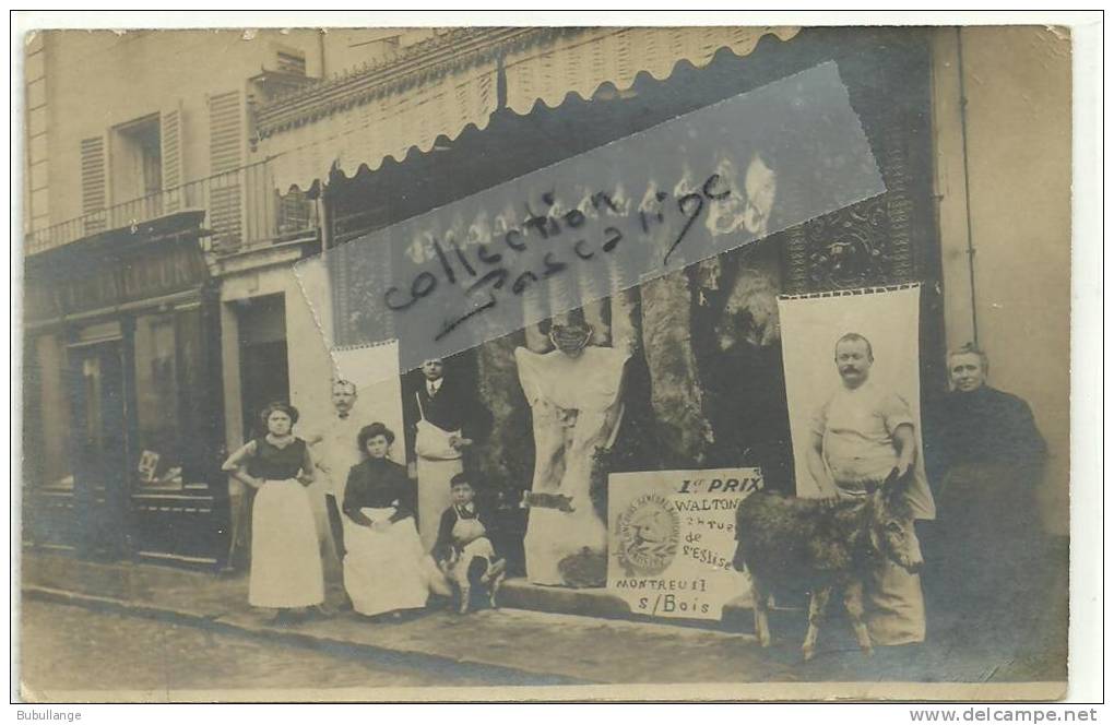 CPA Boucherie Walton 24 Rue De L'église Montreuil Sous Bois, Scène Animée, âne, Vers 1900/1910 - Montreuil