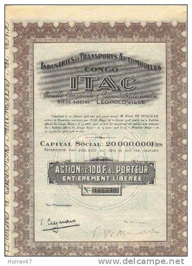 Industries Et Transports Automobiles Au Congo - ITAC - 1928 - Afrique