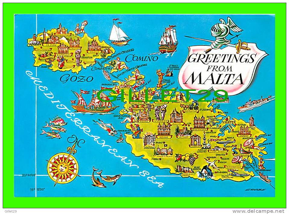 MAPS - MALTE  GREETINGS FROM MALTA - JOSEPH CALLEJA - - Cartes Géographiques